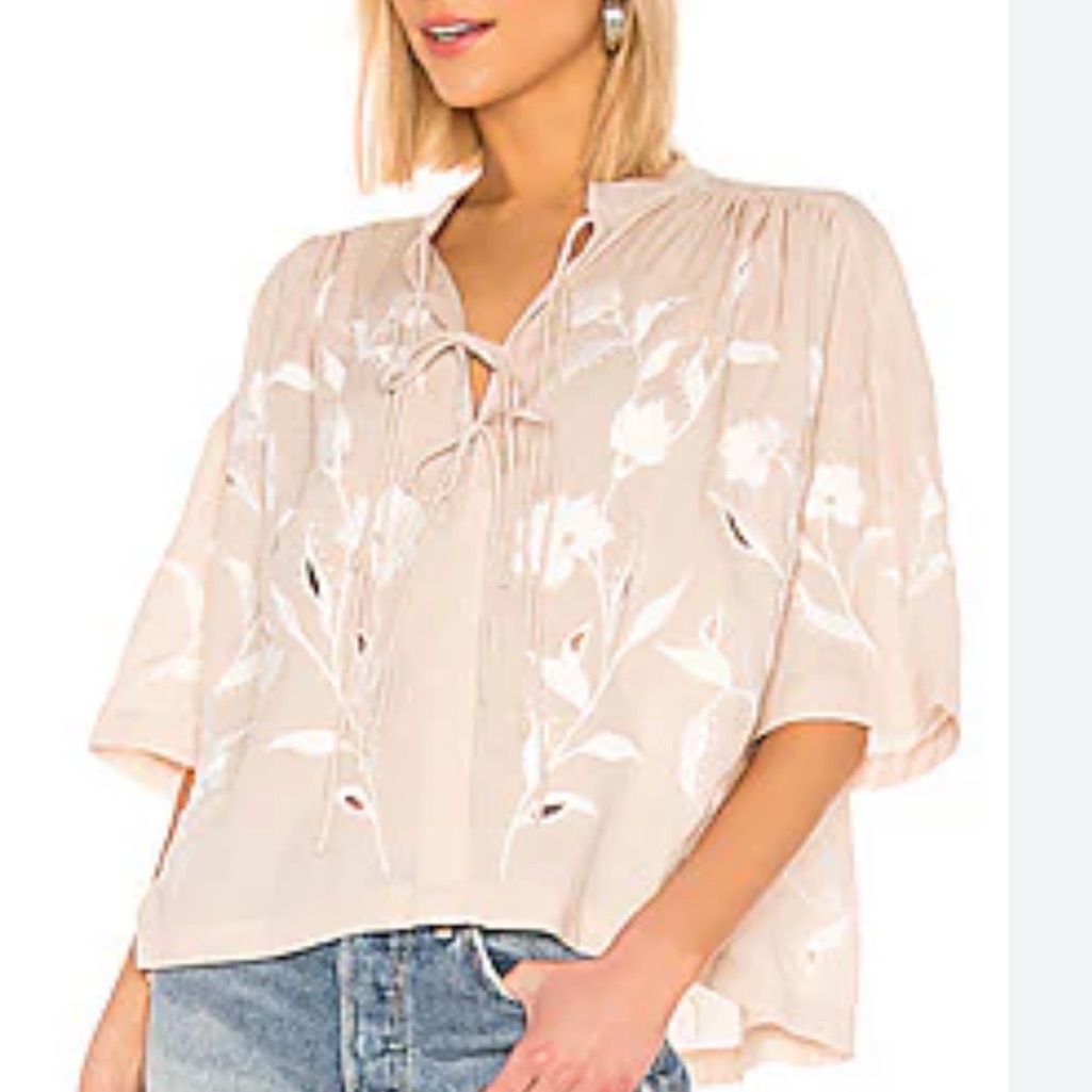Iro Hiba Embroidered Lace-Up Top Ec Sz 40=Us 8 Color-Nude